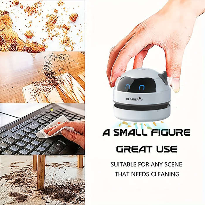 Black - Mini Electric Desktop Vacuum Cleaner Portable Small USB Rechargeable 500mAh Battery Powered