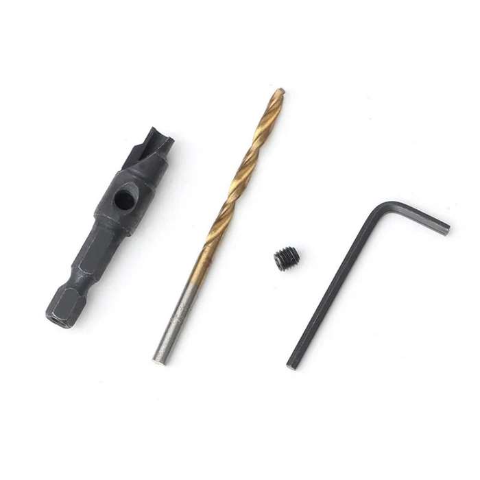5PCS Countersink Drill Bit Set +1PC Wrench Wood Tools Carpentry Woodworking Drill Bit Pilot Holes He