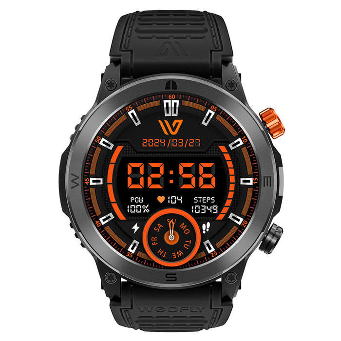 Orange - Weofly Conquer 1.43inch AMOLED Display bluetooth Call Heart Rate Blood Pressure Blood Oxyge