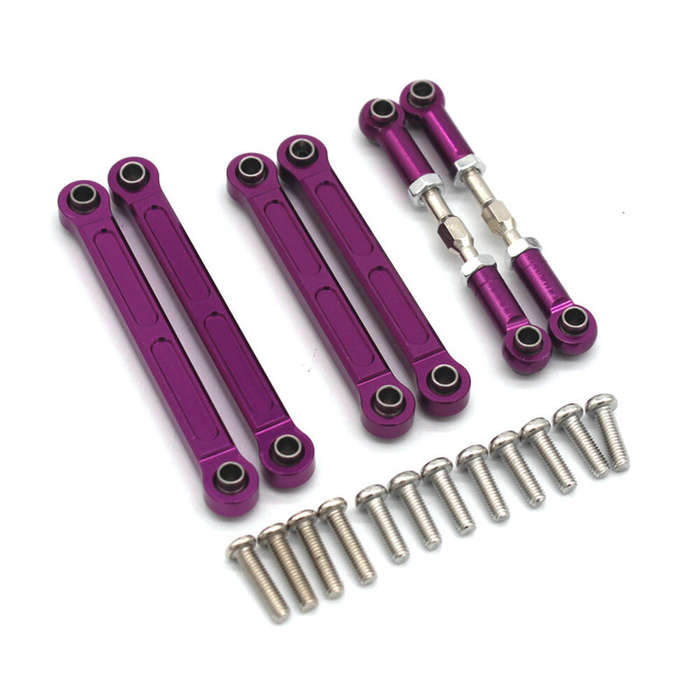 Purple - Upgraded Metal Front and Rear Tie Rod Set Wltoys 144001 144010 124016 124018 124007 124017