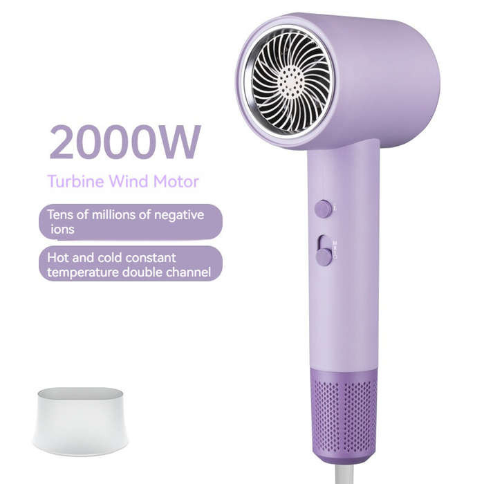 Purple - 2000W Powerful Hair Dryer 5-Level Temperature Adjustment Dual Switches with Rotating Nozzle