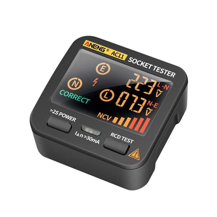 AU Plug - ANENG AC11 LED Screen Muti-function Socket Tester Phase Meter Phase Polarity Tester 0.1V~2
