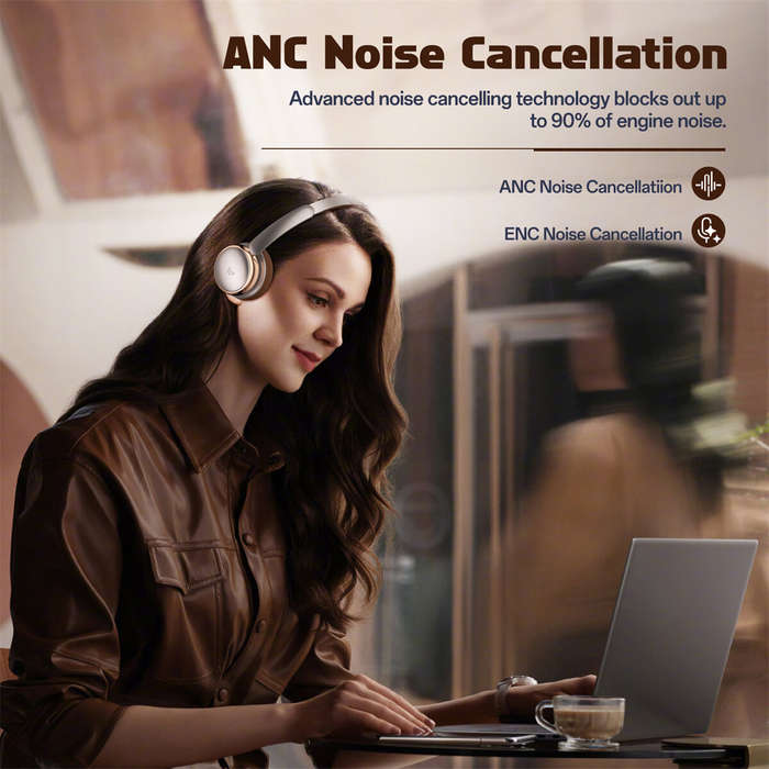 Silver - Weofly Nova bluetooth 5.4 Headset Wireless Headphone ANC ENC Noise Cancelling 40mm Dynamic
