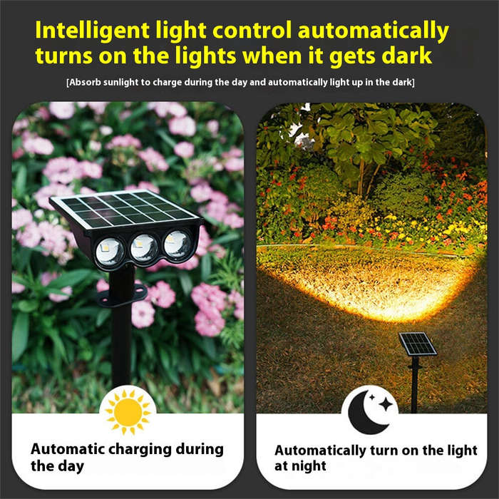 White Light - Elfeland Solar Powered LED Lawn Light Spotlight Wall Mounted & In-Ground IP65 Waterpro