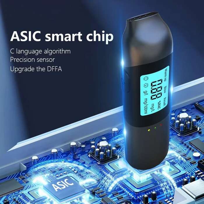Black - Compact Car Breath Tester with High Precision Alcohol Meter and Digital Screen for Safe Driv