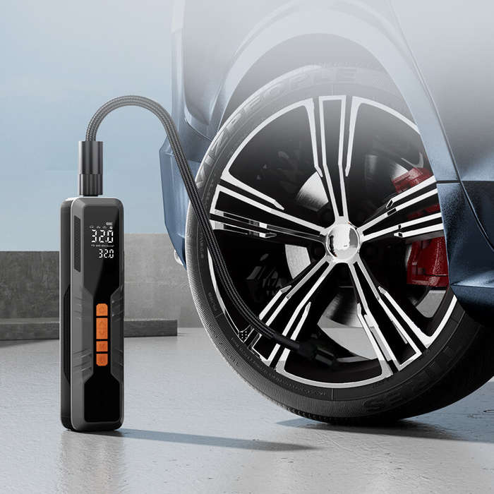 Black - 150Psi Portable Smart Electric Air Pump Power Bank Preset Tire Pressure 6000mAh Cordless Dua