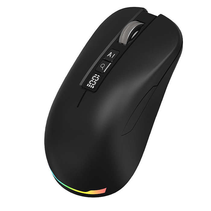Black - M131 AI Smart Voice Mouse Dual Mode Wireless bluetooth Speech to Text Mice with LED Power Di