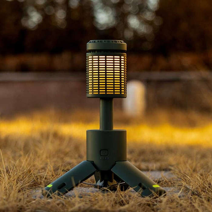 Green - Bikight Height Adjustable Tripod Stand Camping Lamp Foldable Portable Telescopic Lanterns Bu