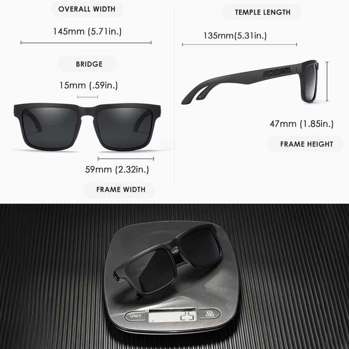 Black - KDEAM Fashion Square Polarized Sunglasses Colorful Lenses UV400 Sports Sun Glasses for Outdo