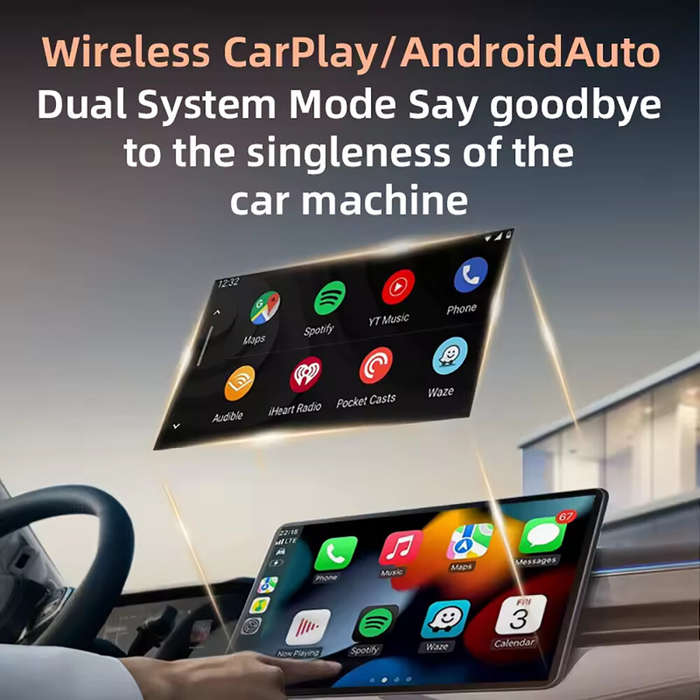 Gold - BABAOLONG 2 In 1 Car Screen Projection Conversion Wireless Carplay Box Compatible with Origin
