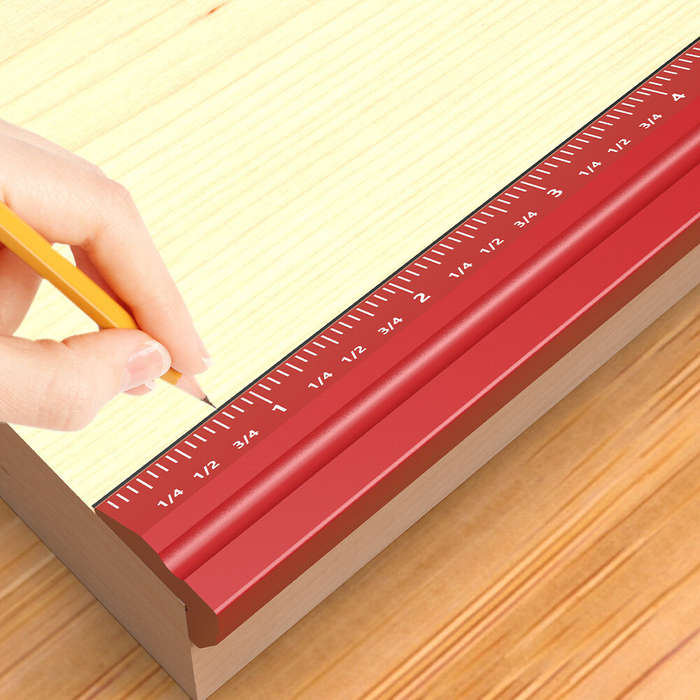 Metric - ENJOYWOOD 4PCS V Shape Ruler 7/9/12/22inch Portable Woodworking Tool with Double-Sided Impe