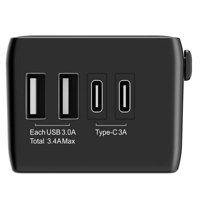 EU Plug - BlitzWolf BW-TA1 Universal Travel Adapter Plug with 4 USB EU UK US AU AC Power Charger Ada