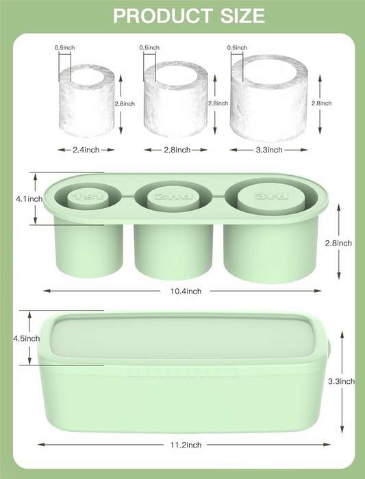 Coffee - 3 Pcs Silicone Ice Cube Tray for Tumbler, Hollow Cylinder Ice Mold with Lid and Bin for Fre