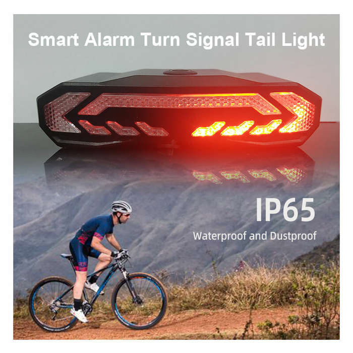 Black - BIKIGHT Smart Brake Sensing Bike Taillight 1500mAh Battery Adjustable Parameters Alarm Rear