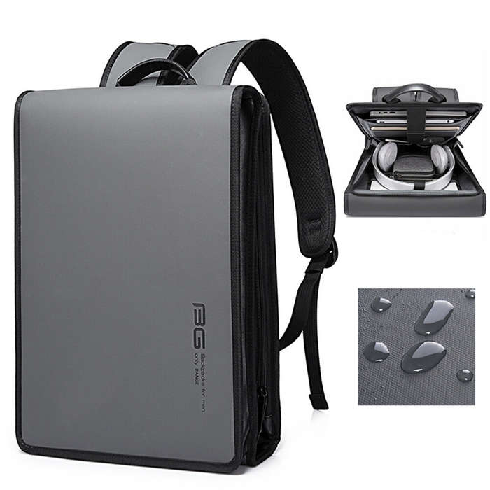 Grey - BANGE Business Backpack Men's Shoulder Bag Waterproof 15.6 Inch Laptop Computer Bagpack Large