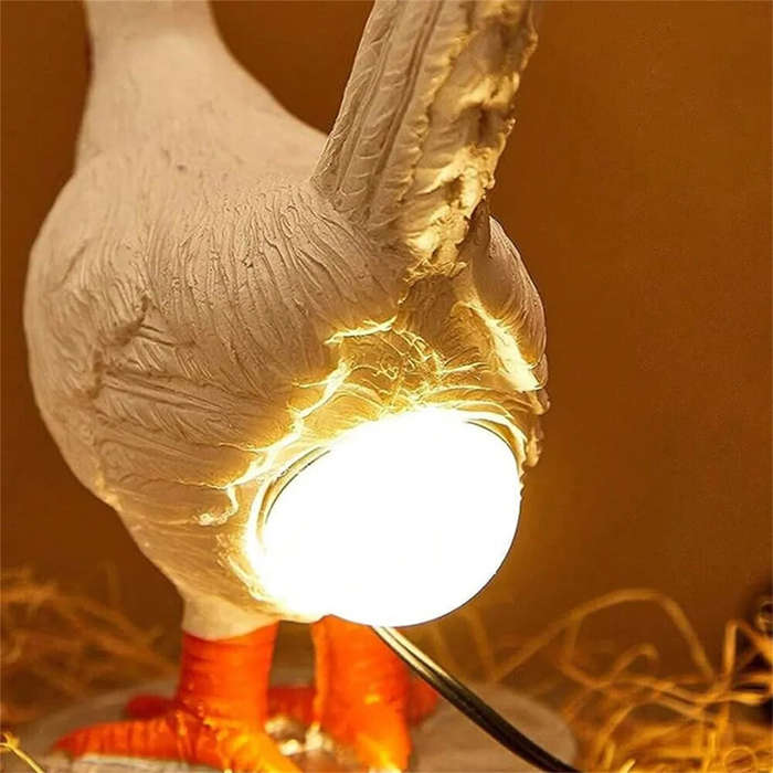 #01 - Chicken Egg Lamp Funny Chicken lamp with Egg in Butt LED Chicken Night Lights with USB Resin W