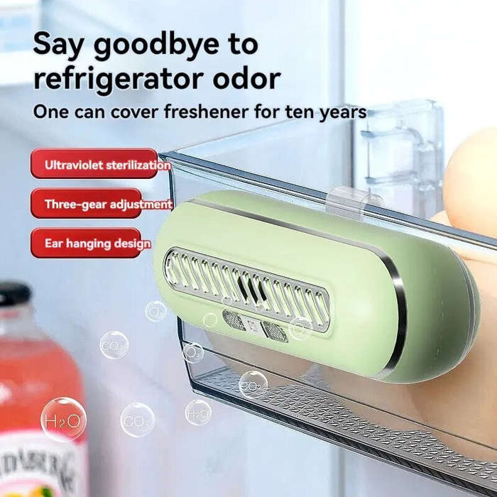 Green - Refrigerator Deodorizer Ozone Sterilization Air Purifier 1200mAh Battery with Quick Air Puri