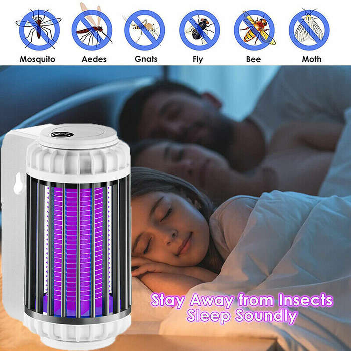 Grey - AGSIVO Cordless 3000V Electric Mosquito Bug Zapper Mosquito Killing Lamp with Rechargeable Ba