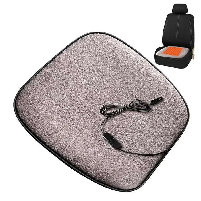 Black - Winter Plush Car Seat Pad Winter Heating Car Seat Cover Heated Cushion 5V 12W Wool Heating W