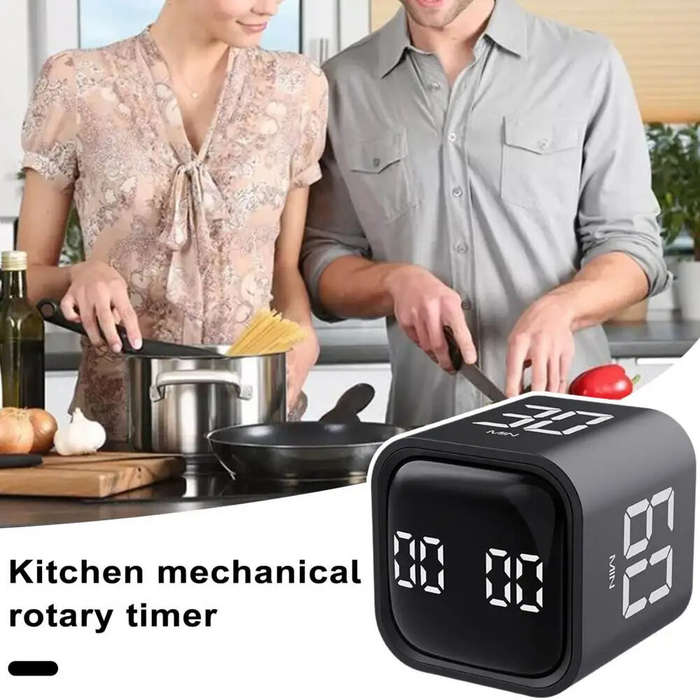 Black - Productivity Cube Timer Sensor Flip LED Display 4 Preset Times Dual Mode Time Management Cou