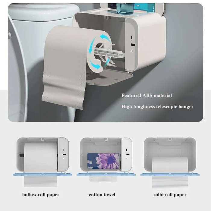 Gray - Smart Wall-Mounted Automatic Paper Dispenser Induction Toilet Paper Holder Shelf Automatic Pa