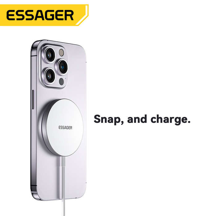 White - ESSAGER ES-WC05 15W 10W 7.5W 5W 3W Wireless Charger Fast Wireless Charging Pad for Qi-enable