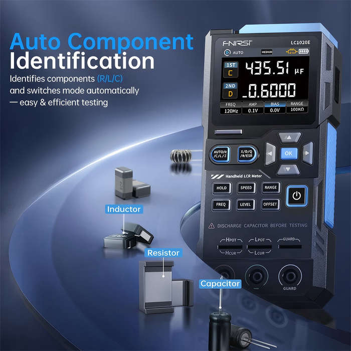 blue - FNIRSI LC1020E Handheld LCR Bridge Tester 100Hz to 100kHz Precision Frequency Auto Calibratio
