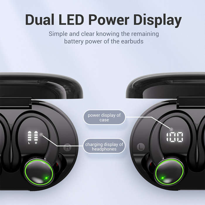 C16 TWS bluetooth 5.3 Earphone HiFi Stereo ENC Noise Cancelling 500mAh Battery IPX7 Waterproof LED D