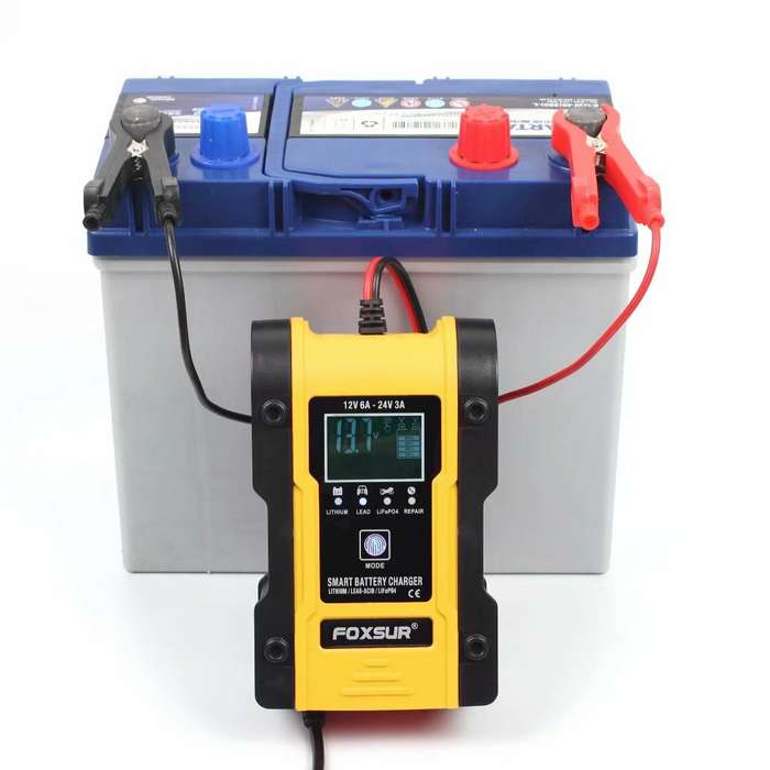 EU Plug - FOXSUR 7-Stages 12V 6A 24V 3A Battery Charger Touch Screen LCD Display Pulse Repair Automa