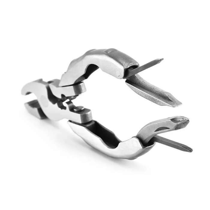 Silver - Portable 9 in 1 Pocket Pliers Keychain Pliers Screwdriver Round Head Pliers Gadget Mini EDC
