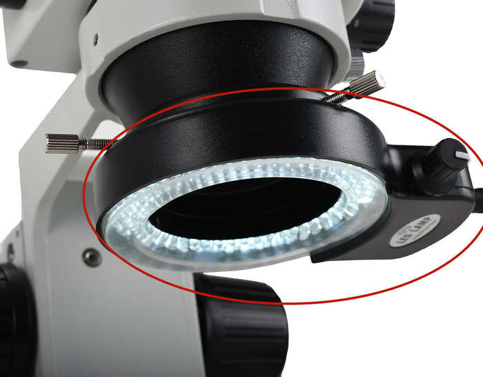 White - HAYEAR Adjustable 6500K 144 LED Ring Light Illuminator Lamp For Industry Stereo Microscope L