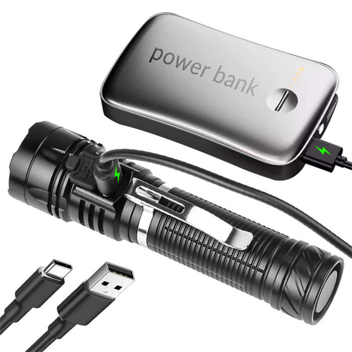 Black - 365nm Purple UV Fluorescent Lamp Black Light Flashlight Waterproof 18650 Battery Rechargeabl