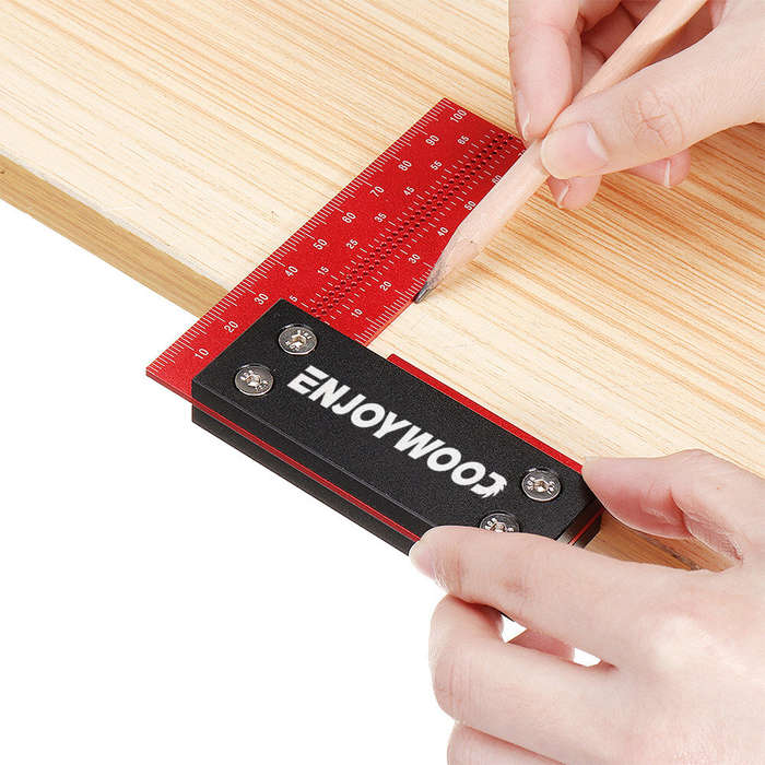 Imperial - ENJOYWOOD 100mm/4Inch Aluminum Alloy Woodworking Ruler Precision Square Right Angle Ruler