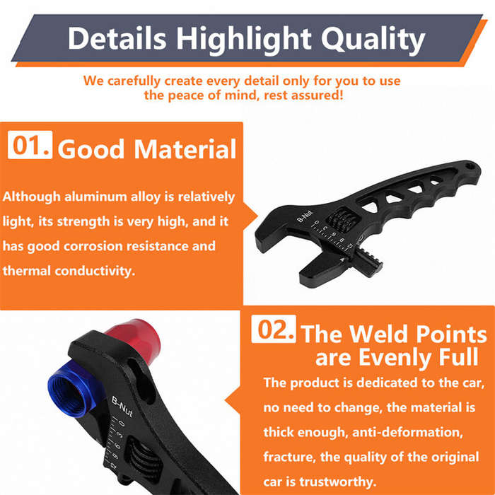 Red - Universal AN3-12 Adjustable Wrench Lightweight Aluminum Fitting Tool Corrosion-Resistant AN Ho