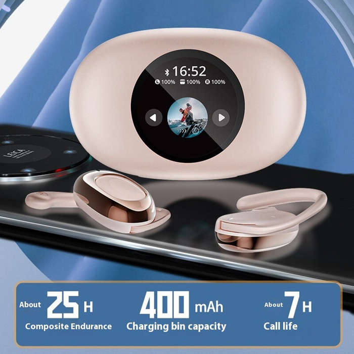 White - YX39 OWS bluetooth 5.4 Headset Wireless LED Display Earphone Noise Cancelling 13mm Composite