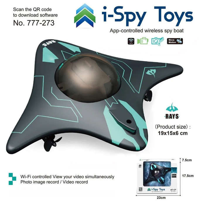 Black - Happy Cow 777-273 Mini WIFI RC Boat App Controlled Six Links Real time Transmission Underwat