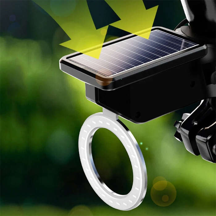 Round - Bikight Solar Bike Taillight Light Sensor 3 Light Modes Waterproof Round Heart Shape Bicycle