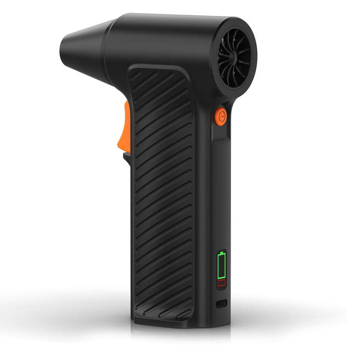 Black - High-Speed Brushless Fan 110,000 RPM Rechargeable 2600mAh Battery Compact and Lightweight Po