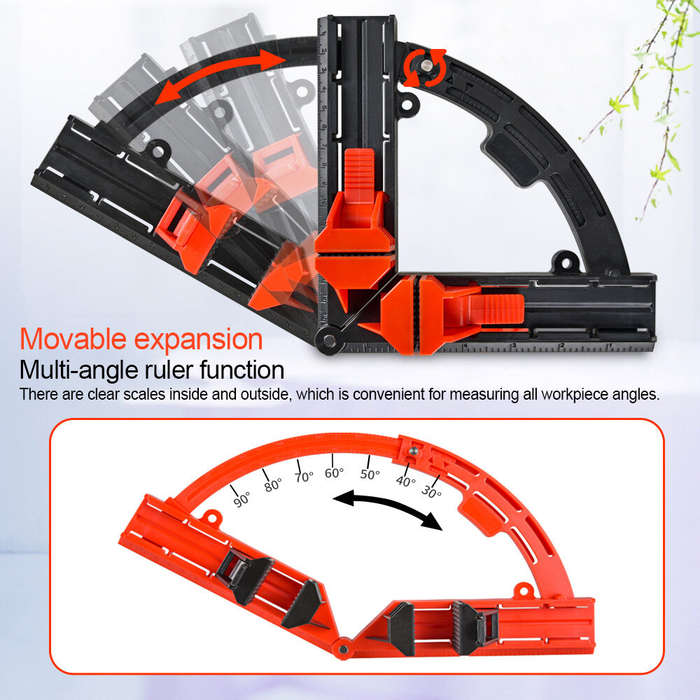 Black - Woodworking 90 Corner Frame Clamp Adjustable Expandable Quick-Lock ABS Plastic Picture Frami