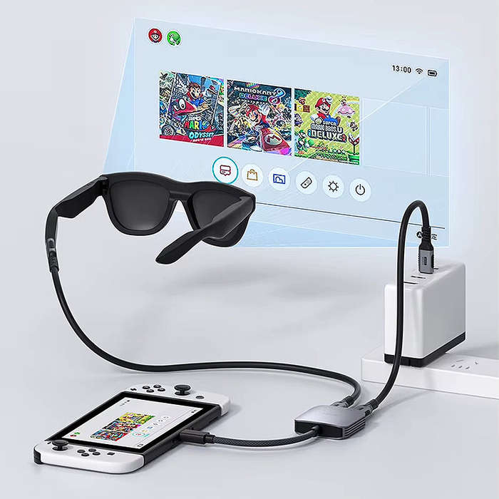 Gray - Hagibis TPS01 AR Glasses Adapter USB-C to Glasses and Charging Converter USB-C Hub Charge and