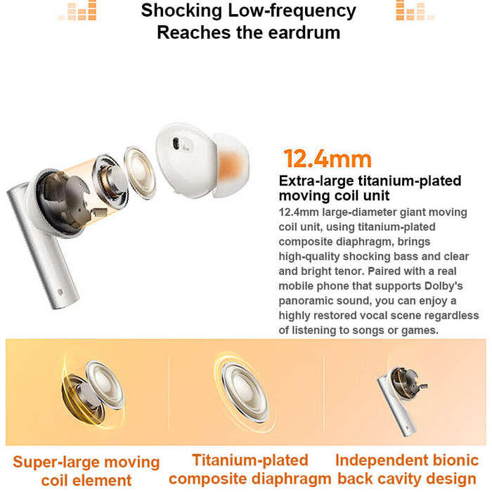 Orange - Realme Buds Air6 TWS bluetooth Earphone ANC Earbuds 50dB Noise Cancelling 6-Mic AI Call Noi