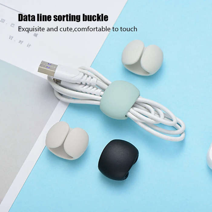 White - 4Pcs/Pack Cable Winder Cable Organizer Clips Mouse Wire Headphone Holder USB Charger Holder