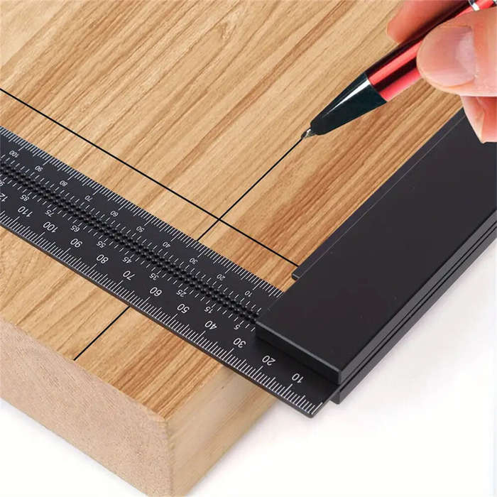 200mm - 200mm Woodworking Marking Gauge and Aluminum Alloy T-Square Measurements Ruler Woodworking M