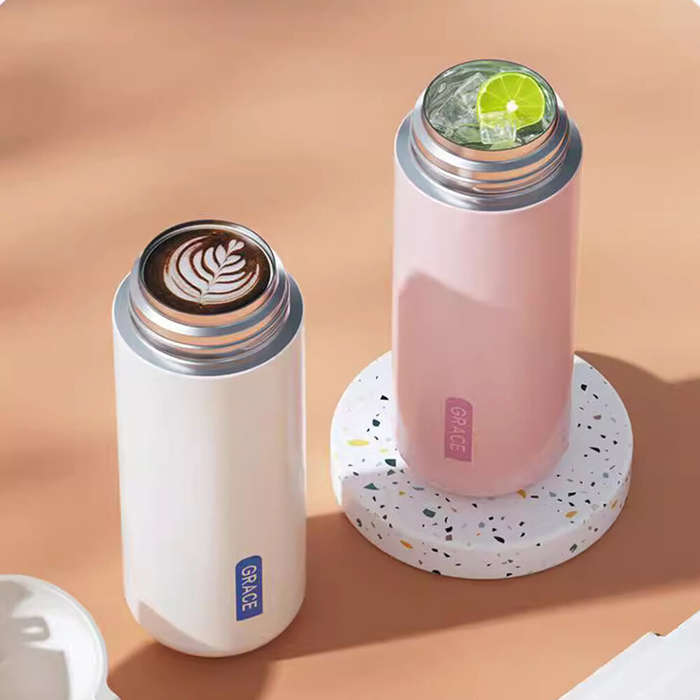 White - IPRee Vacuum Thermal Kettle Portable Stainless Steel Vacuum Flask with Straw Cute Thermos Bo