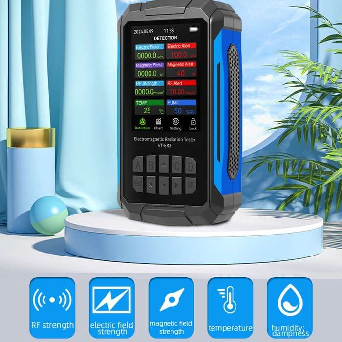 white - VT-ER3 5-in-1 Electromagnetic Radiation Tester Comprehensive Radio Frequency Electric Field