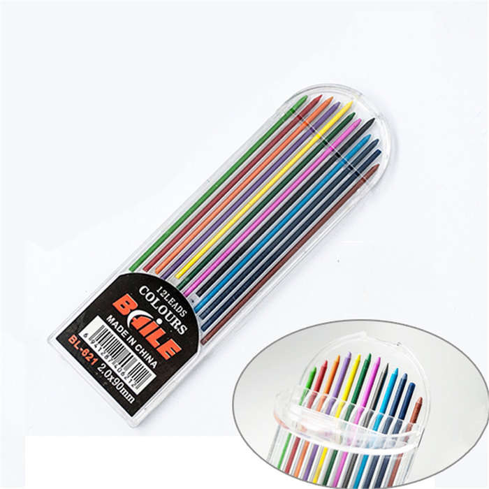 12 Colors - Baile BL-621 12Color Pen Refill Set 2.0 mm Color Lead Refill Resin Pencil Lead Painting