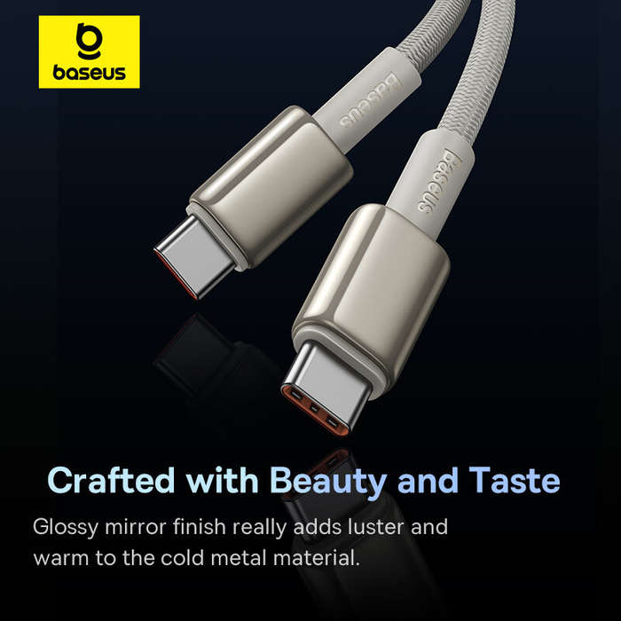 Gold - Baseus Tungston Gold Series 5A 100W Type-C to Type-C Cable Fast Charging Data Transmission Ti