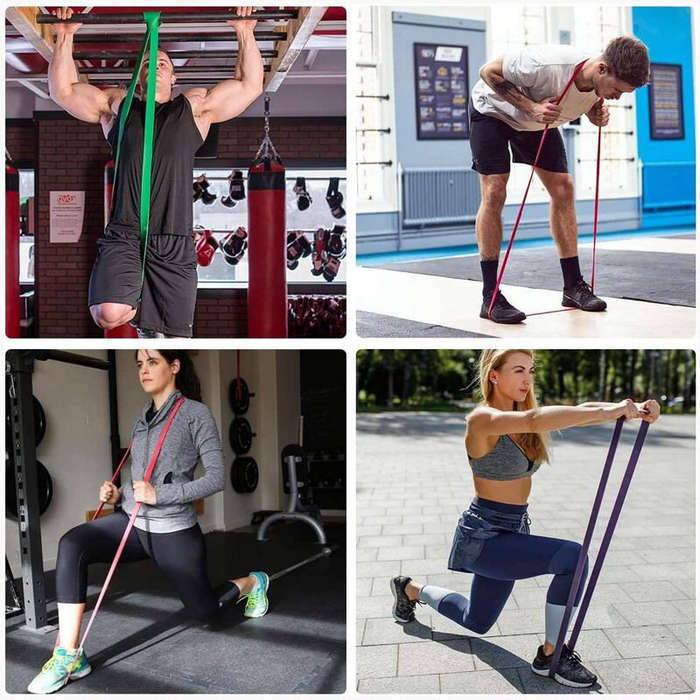 A - KALOAD 11pcs Heavy Duty Latex Resistance Band Exercise Elastic Band Set For Sport Strength Pull