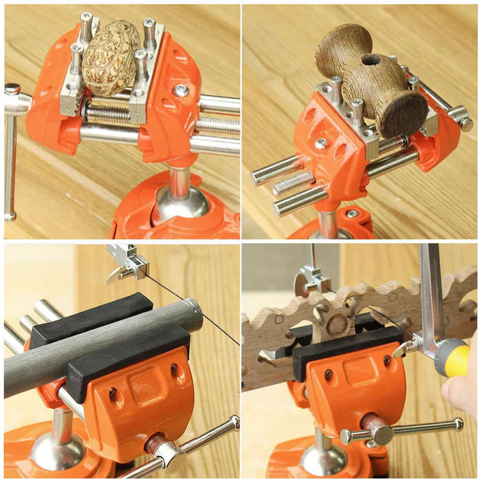 1 PC - MYTEC Clamp Bench Vise Heavy Duty Cast Steel 360 Degree Swivel Base Woodworking Vise 3.5 Inch