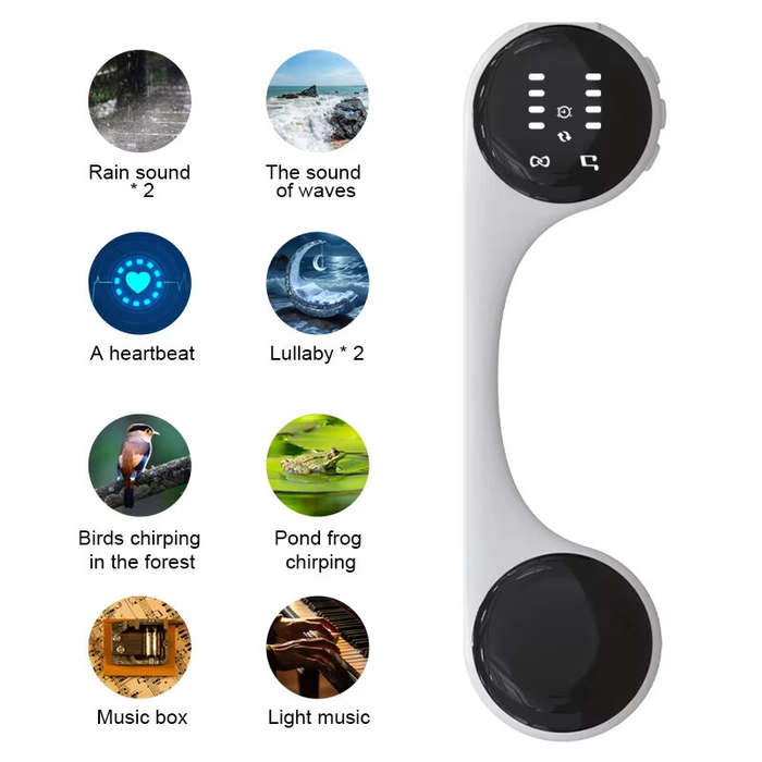 White - Bone Conduction Portable bluetooth Sleeping Speaker with LED Display Built-in 10 Natural Sou